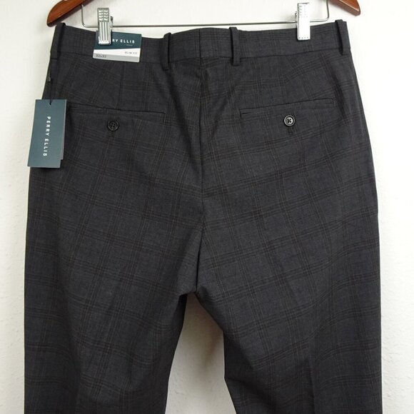 Perry Ellis Slim Fit Pants Men's Size 32x32 Gray Stretch Wrinkle Resistant - Picture 6 of 9